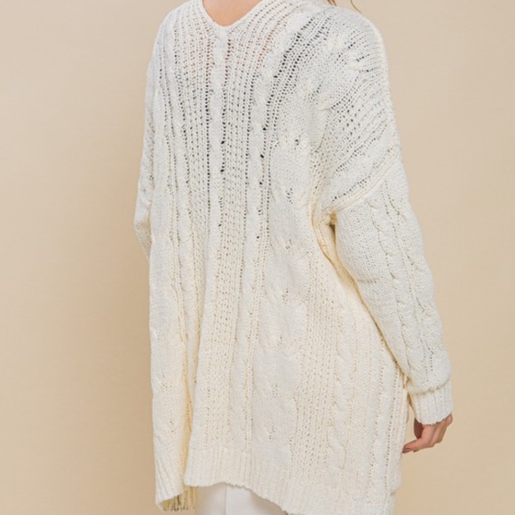 Cozy Chenille Pockets Open Front Loose Fit Cardigan - Picture 11 of 12